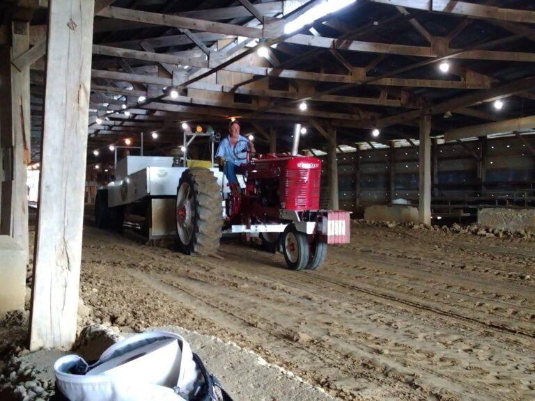 Antique tractor pulling at Kev's Field of Dreams indoor track, Versailles, Indiana